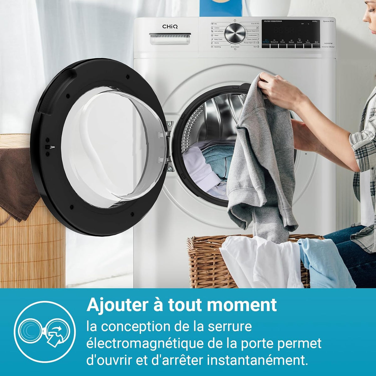 Lave-linge CHiQ à chargement frontal 10 kg CFL100-14586IM3XWA, blanc