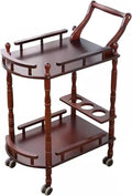 Desserte Exterieur Chariot à Thé de Cuisine Chariots de Service en Bois, Chariot de Bar Européen, Chariot à Vin de Salon Intérieur et Extérieur, Chariot de Rangement de Boissons à Café pour Chambre(Br