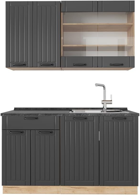 Vicco Cuisine Fame-Line, Gris foncé, 140cm, PT Anthracite