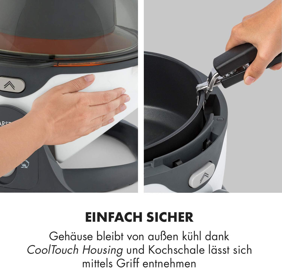 Klarstein VitAir Pommesmaster - Friteuse à air chaud, 1400 watts, Capacité de 6 litres, Cuisson sans huile, Poignée pratique, Grille pour cuire et rôtir, 50 à 240 C, Cuisson unique à 360°, Blanc