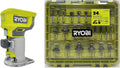 ONE+ A252401 Défonceuse sans fil à base fixe 18 V avec 24 embouts de défonceuse emballage en vrac