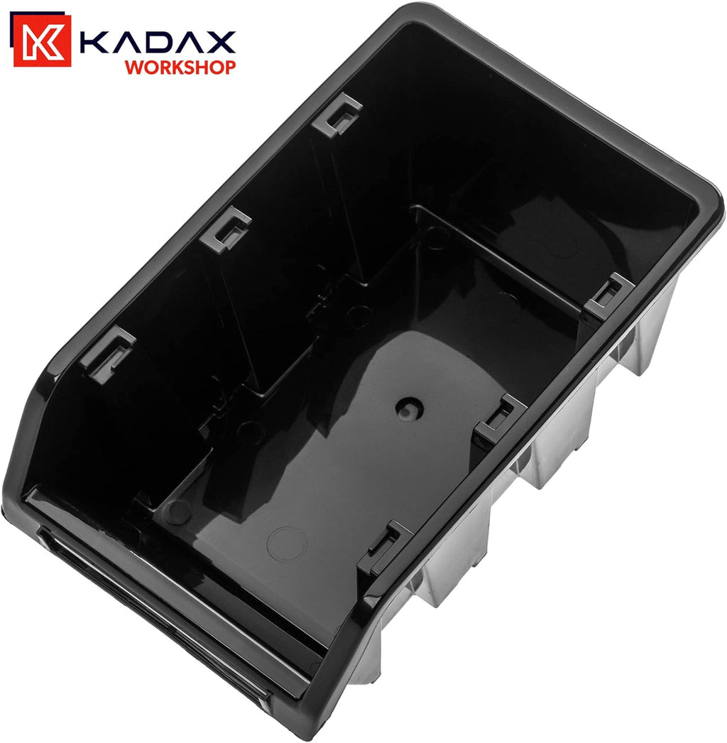 KADAX Boîtes de Rangement Murales, Boîtes Empilables en Plastique pour Organiser Vos Outils, Bacs à Bec pour Garage Lot de 50 : Noir, 390 x 240 mm