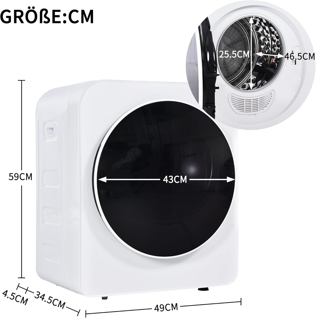 Merax Petit séchoir à linge 5 programmes - Sèche-linge mural avec protection contre la surchauffe et triple filtre - 3 kg - 830 W
