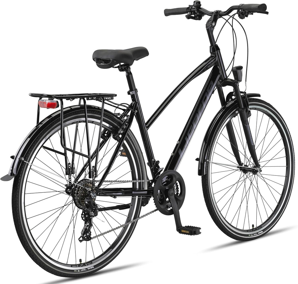 Licorne Bike Vélo de trekking de qualité supérieure de 28 pouces - Pour garçons, filles, femmes et hommes - Dérailleur Shimano 21 vitesses - VTT - Cross - Life-L-V.