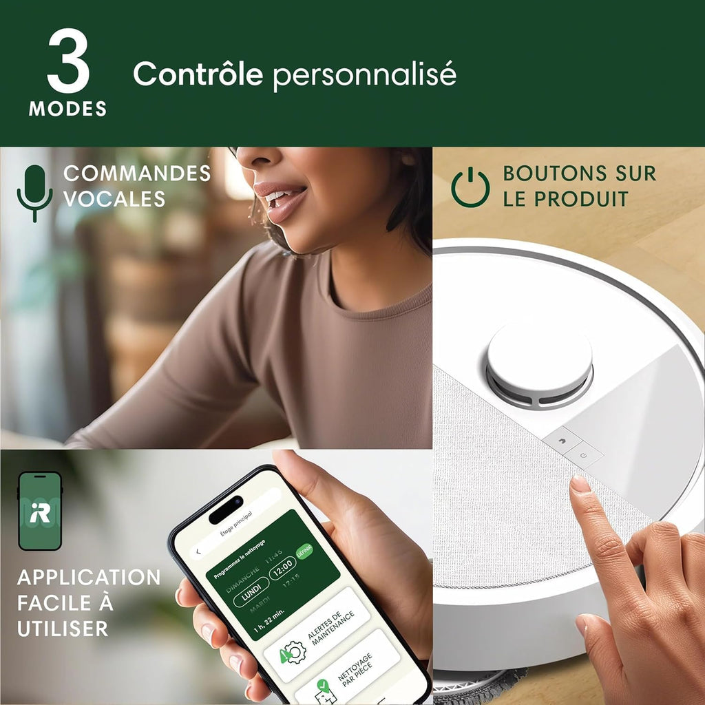 iRobot Roomba Plus 405 Combo Robot + AutoWash - Base Multifonction - Lavage et séchage des lingettes - LiDAR Clearview - 75 Jours d'autovidage - Double Lavage avec SmartScrub - Blanc