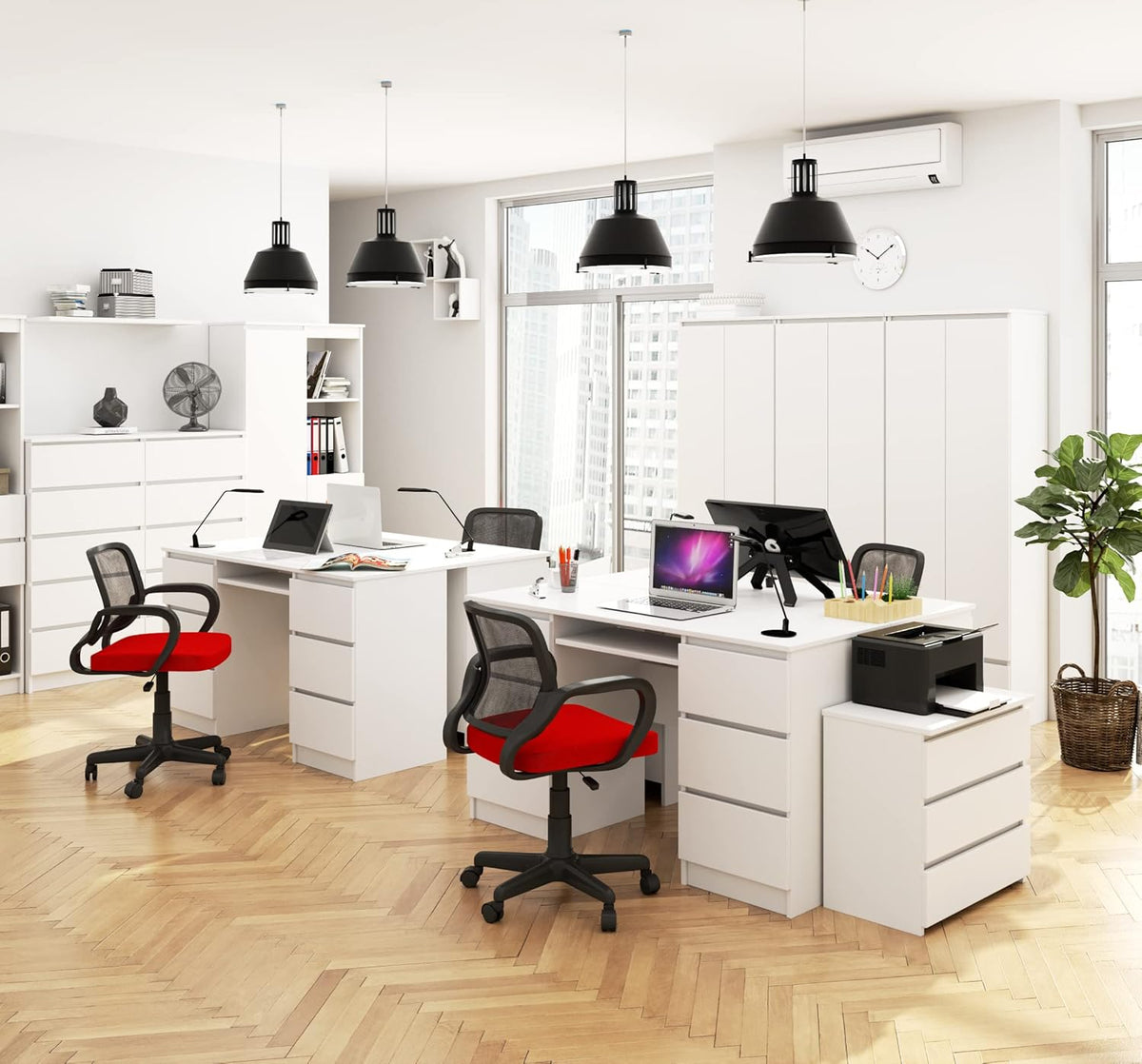 AKORD Bureau Ordinateur PC A11 avec Tablette Clavier | L135 x H77 x P50 cm 60 kg | 6 Tiroirs | Grand Bureau de Chambre PC Desk Table, Moderne