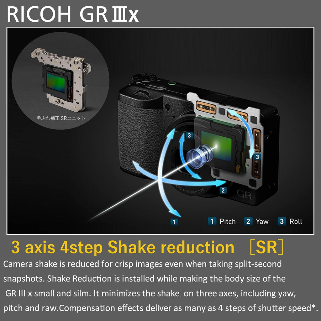 Ricoh GR IIIx Appareil Photo numérique [Focale 40mm] [Equipé d'un capteur CMOS APS-C de 24.2M] [La référence en matière de Prises de Vue instantanées] Noir
