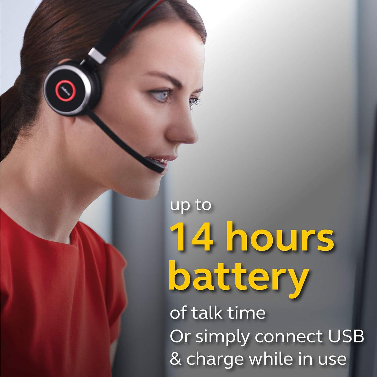 Jabra Evolve 65 Wireless Stereo On-Ear Headset – Unified Communications Optimised Headphones With Long-Lasting Battery – USB Bluetooth Adapter – Black
