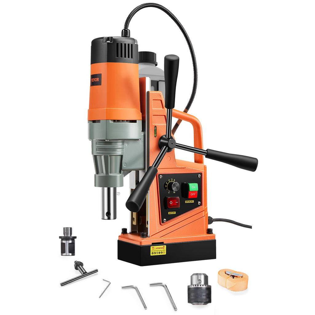 VEVOR Perceuse Magnétique Diamètre 50 mm Profondeur 50 mm Carotteuse à Diamant 1550 W 13000 N 500 tr/min Perceuse à Colonne Trou Net pour Rénovation Maison Construction de Navire Chemin de Fer Pont