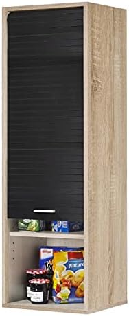 SIMMOB Meuble de Cuisine Haut Chêne Rideau Noir 4 Niches L 40 H 123.6 P 35 cm