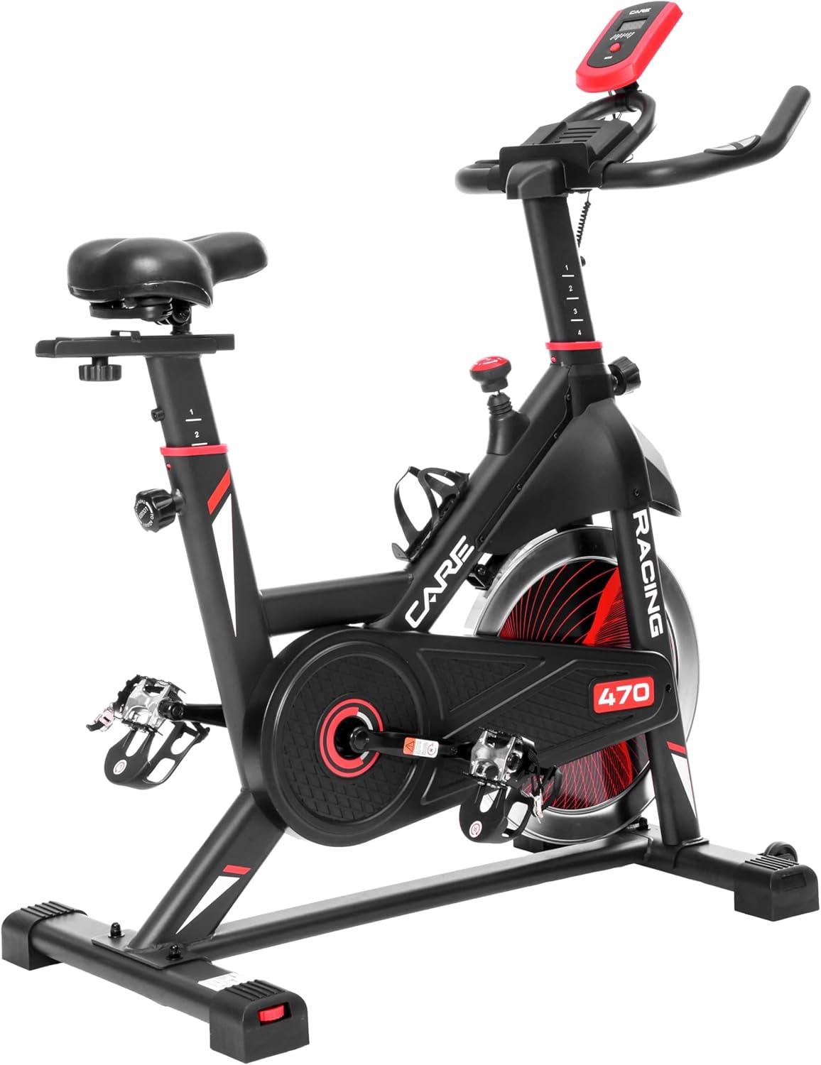 CARE FITNESS - Vélo de Biking- Racing - 7 Fonctions Essentielles - Confortable et Pratique - Stabilité et Bonne Posture Garantie - Masse d'Inertie 12 kg