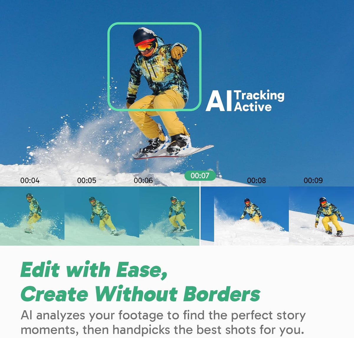 AKASO 360 Aventure Neige Combo - Action Camera Sport à 360° avec Carte Mémoire 128 Go, 5.7K 72MP Photo 360 Vidéo, Stabilisation SuperSmooth, Perche à Selfie Invisible, Horizon 360° Lock, Suivi par IA