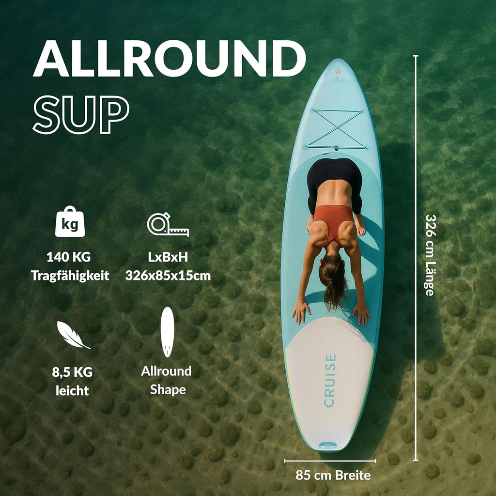 NOARD Planche de surf Stand Up Paddle - 326 x 76 x 15 cm - Différents designs - Convient pour les débutants et les professionnels - Accessoires inclus