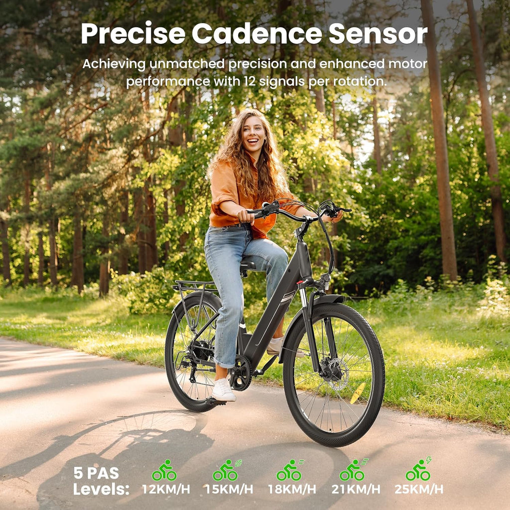 Touroll Vélo électrique J1 Pro, Vélo Électrique Adulte 100km Autonomie, Freins Disque Hydraulique, Batterie 36V 15.6Ah Amovible, 250W VTC Electrique Homme Femme