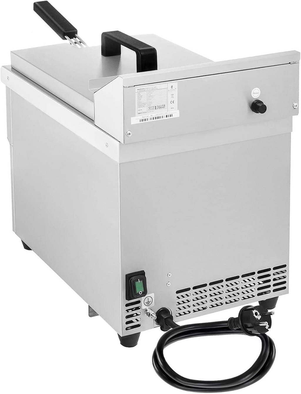 Royal Catering Friteuse à Induction 10L, 3.500W, 60-200C, avec Vanne de Vidange et Minuterie Electrique Professionnelle Horeca