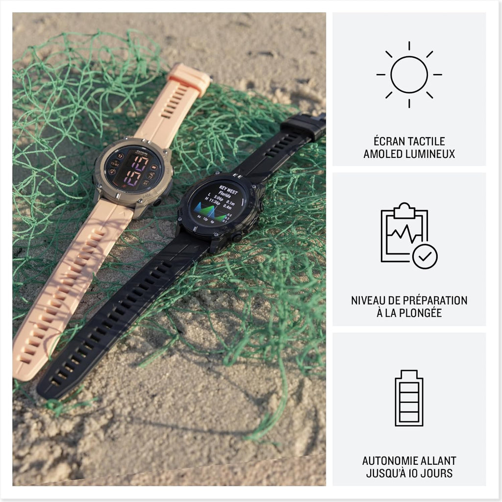 Descent G2 - Montre GPS connectée avec Ordinateur de plongée - Noir avec Bracelet Noir