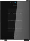 Taurus WC12T - Cave à vin thermoélectrique pour 12 bouteilles, silencieux, ne vibre pas, isolation spéciale de l'intérieur, porte vitrée, température réglable, écran tactile, lumière intérieure, noir