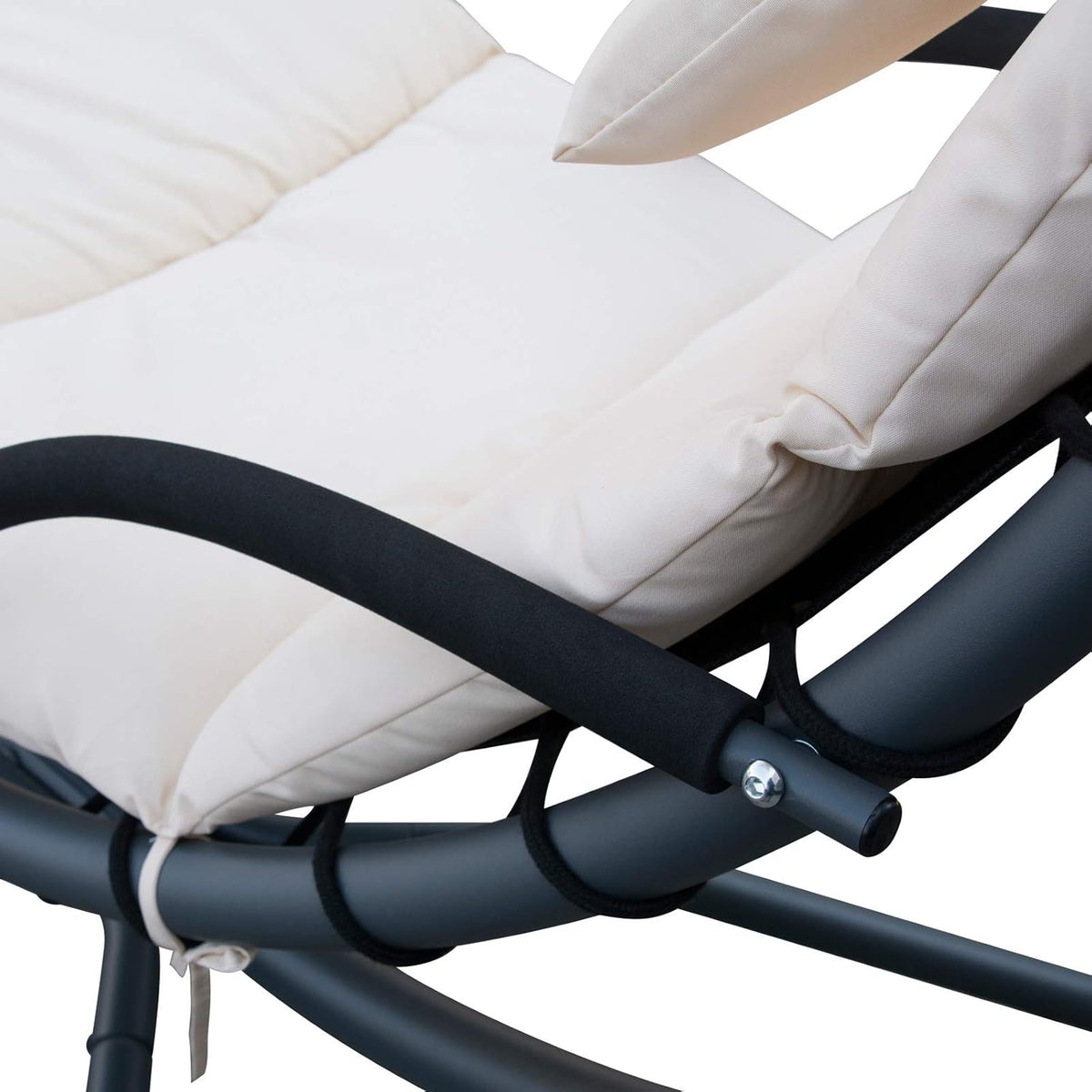 Gardenia Hamac Fauteuil Chaise Longue Suspendue à Bascule avec Pare-Soleil Kelly Beige
