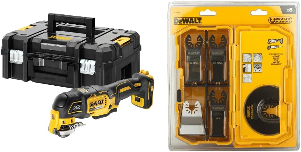 Multi-Cutter XR 18V, sans Batterie ni Chargeur, Coffret TSTAK + Coffret de 5 Pieces 2XDT20701/DT20704/DT20711/DT20714 pour Multi-Cutter, DT20715
