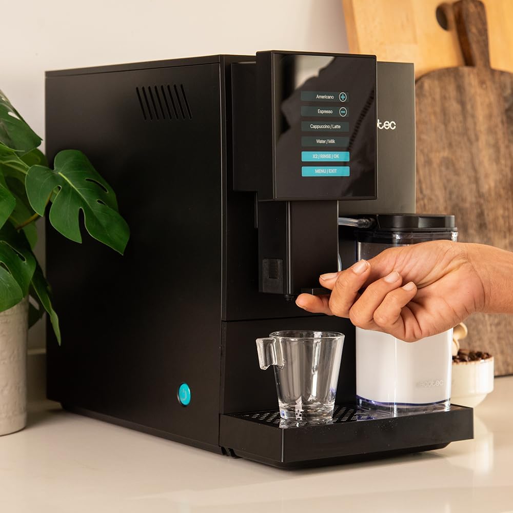 Cecotec Cafetière Superautomatique Cremmaet Compactccino. 1350 W, Thermoblock, Pompe à Pression de 19 bars, Système Plug&Play, Réservoir de Café avec Moulin Intégré, Nettoyage Automatique