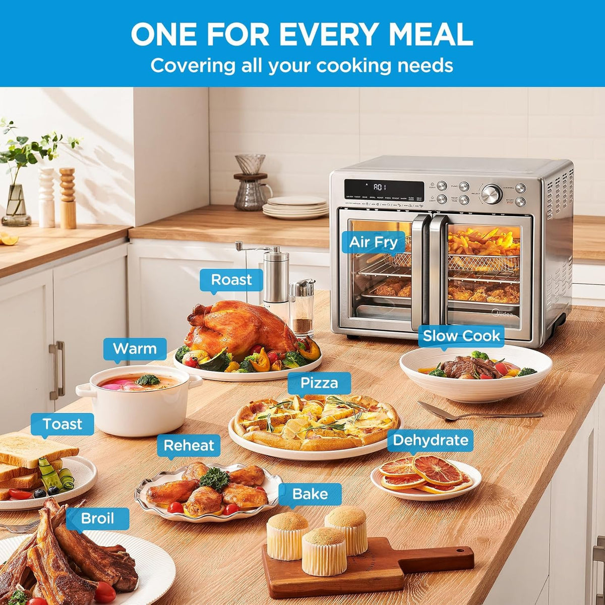Midea Four grille-pain à porte française 26.4 litres Air fryer