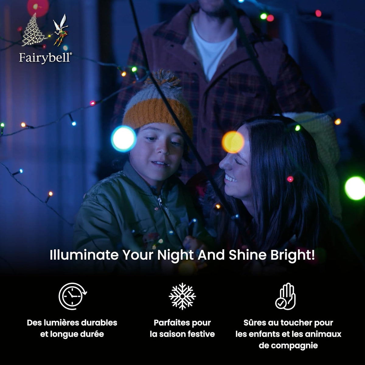 Fairybell Sapin de Noël à LED pour l'extérieur - 6 mètres - 1200 LEDs - Sapin de Noël dans Un mât de Drapeau - Blanc Chaud - mât Non Compris