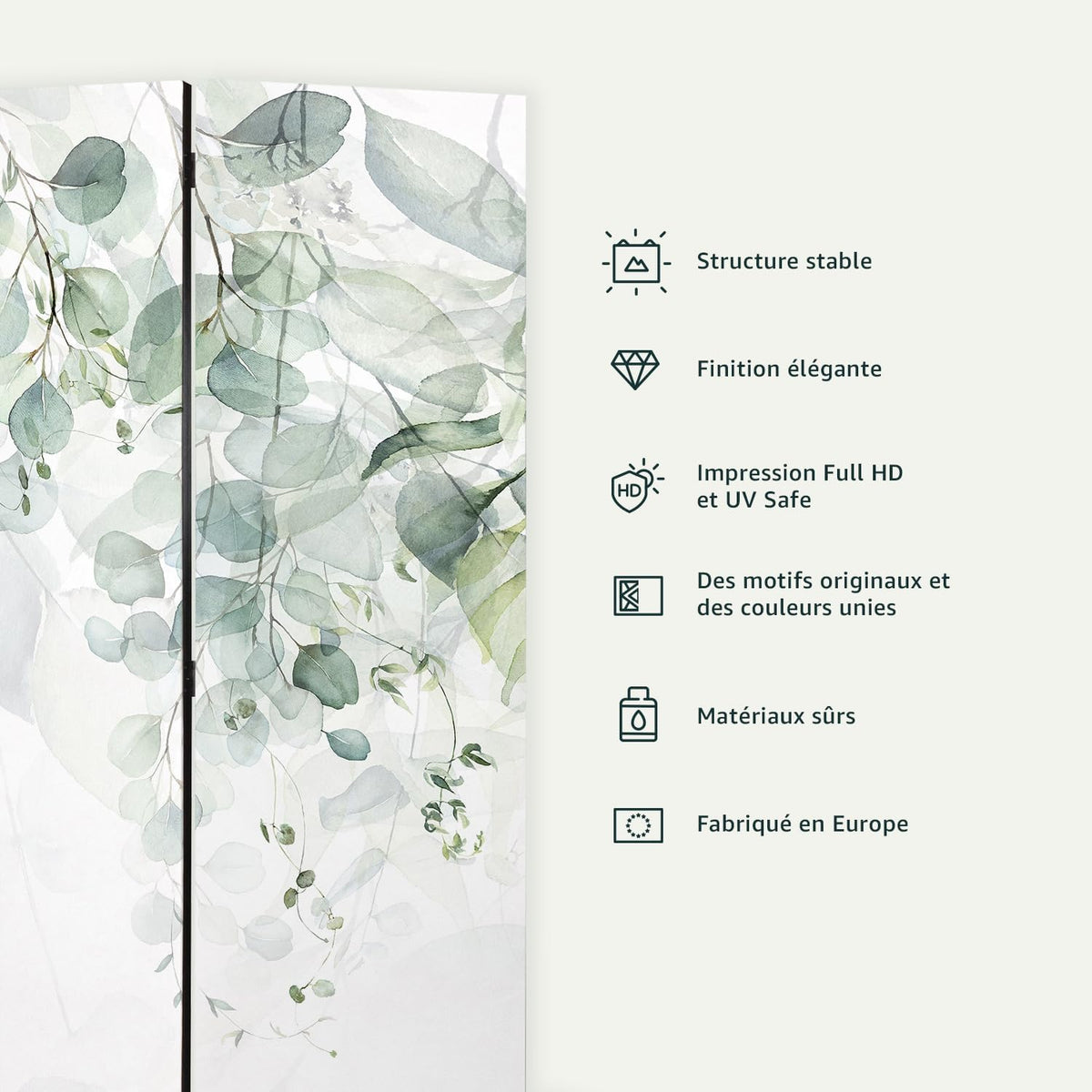 murando - Paravent intérieur à Deux côtés 225x172 cm - Séparateur de pièce en Bois Naturel avec Toile imprimée Pliable - Abstraction Couleurs de la Nature Texture Fond Tendances f-A-0865-z-c