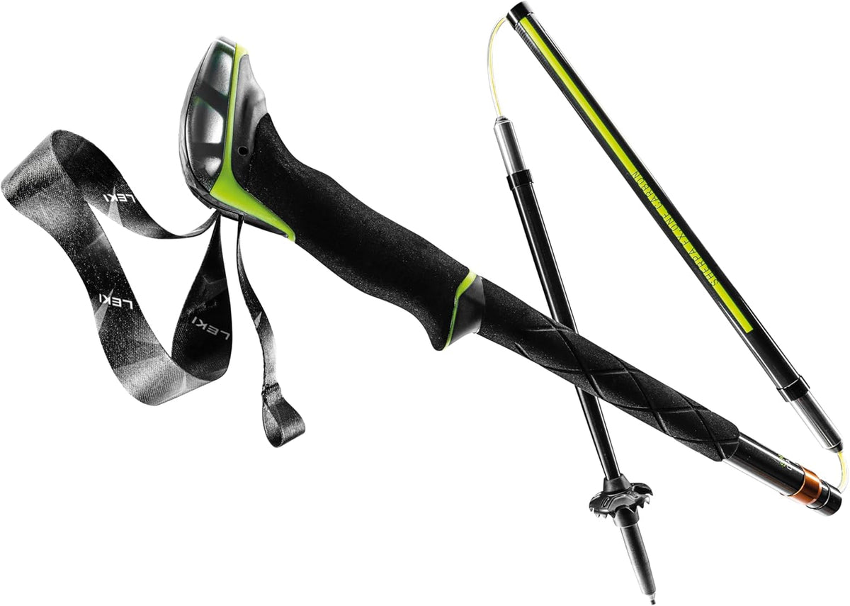 Leki Sherpa FX.One Carbon Poles, Natural Carbon, Neon Yellow-White, 140 cm