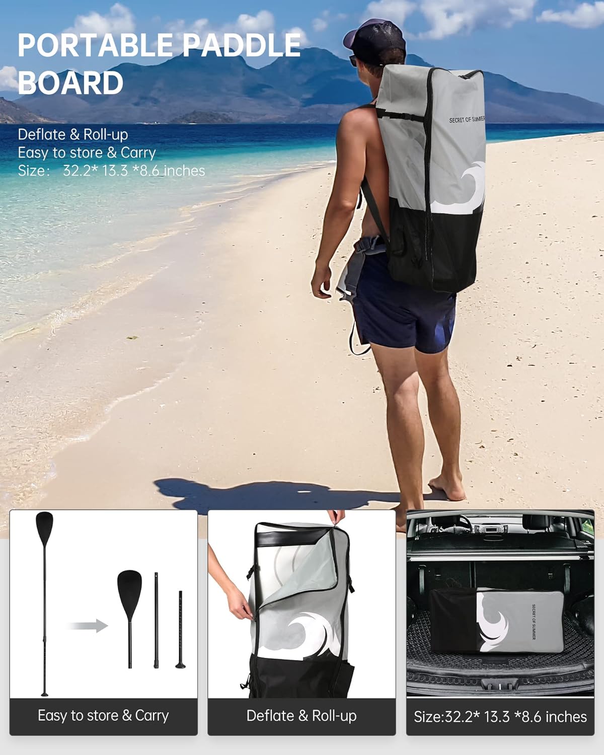 Planche à pagaie Stand Up Paddle Board Sup Planche de 15,2 cm d'épaisseur avec Accessoires ISUP et Sac de Transport et pompage Rapide pour Adultes et Jeunes pour Le Surf, la pêche, Le Yoga