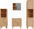 Vicco Ensemble de Meubles de Salle de Bains Lucie, Bambou, 4 pièces, avec Armoire de Milieu et Armoire Haute