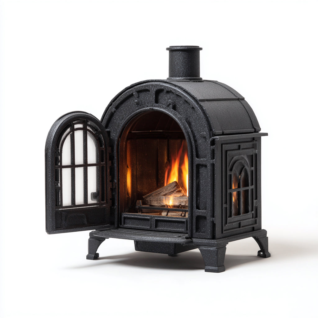 Poêle à bois en fonte 42x35x58 cm - noir - chauffage d'appoint