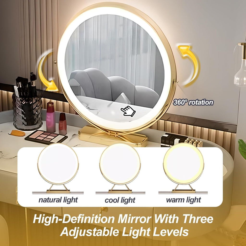 Coiffeuse avec miroir et tabouret, écran tactile, 3 couleurs, à intensité variable, avec 5 tiroirs, pour femmes et filles, commode moderne, cadeau pour chambre à coucher, gris, 80 cm
