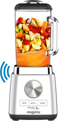 Magimix Blender Power Mixeur Professionnel 5XL Connect - Hachoir, Blender pour Smoothie, Mixeur Soupe, Hachoir Multifonction - Bol en verre - Chrome