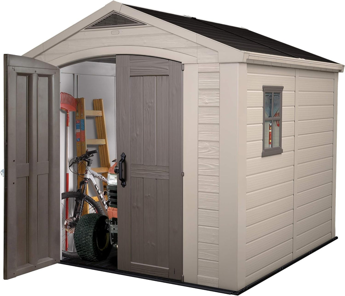 KETER Abri de jardin FACTOR 88 - 6,3m2 257 x 255 x 243 cm beige et marron K209875