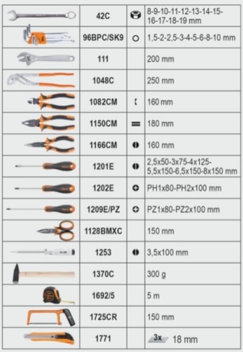 BETA - BW 2056T/E Valise Trolley avec Assortiment de 163 Outils pour l'entretien général