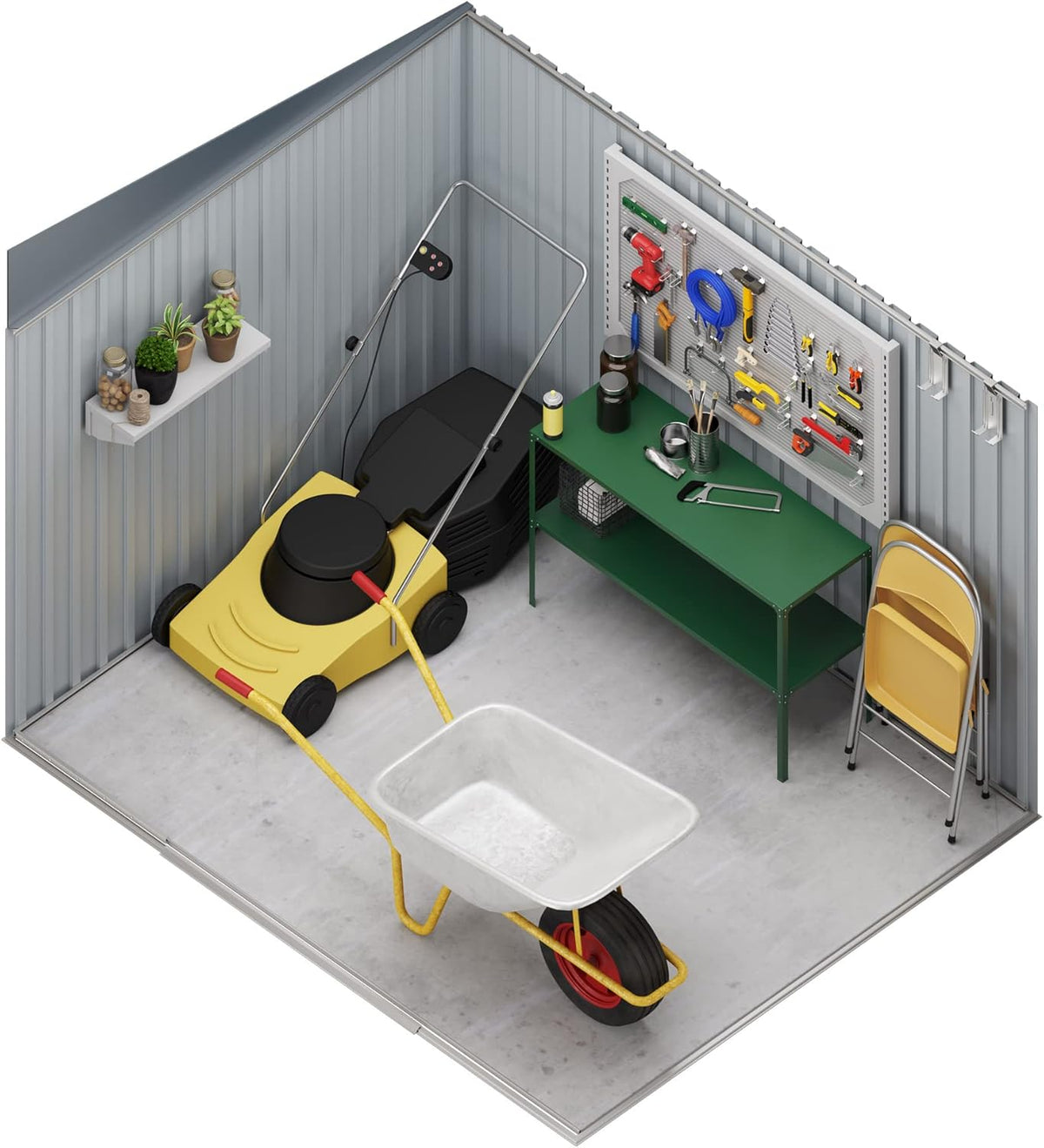 Wasabi - Abri de Jardin Métal 4,6m2 Stark avec fenêtre - Porte coulissante Double - Toit Plat - Cabane extérieur - Cabanon Rangement et Stockage - 194x239x203cm