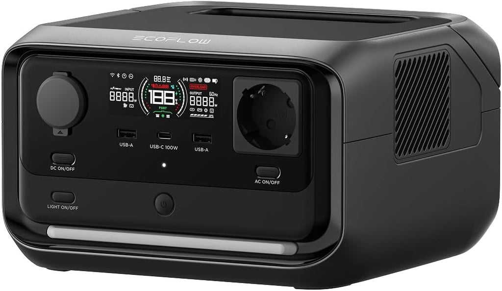 EF EcoFlow RIVER 3 Plus Station électrique portable, batterie LFP 286Wh, sortie 1200W, autonomie 16h pour appareils