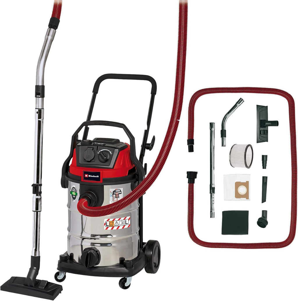 Einhell Aspirateur de Chantier Te-VC 2230 SACL (1 400 W, Cuve 30L, Classe de poussières L, pour des poussières de valeurs MAK Sup.1 MG/m³) Vendu avec Plusieurs Buses et filtres