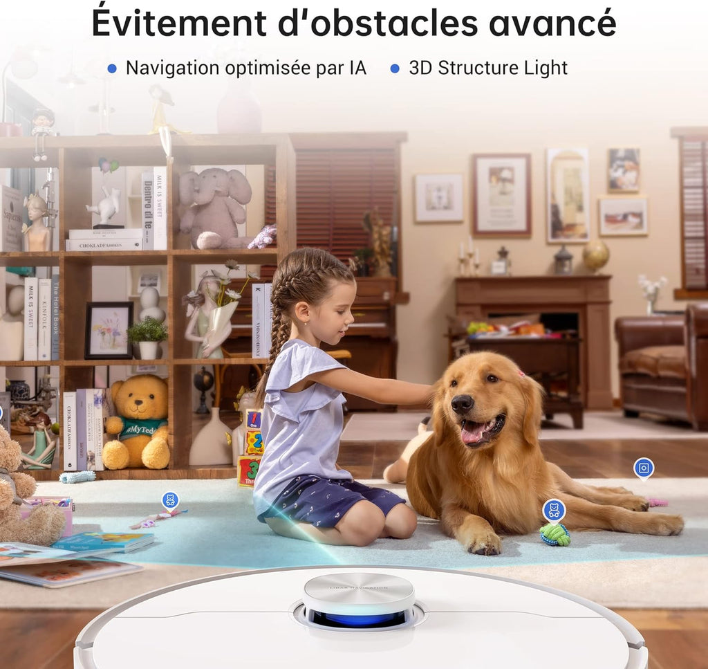 dreame L10s Ultra Robot Aspirateur Laveur avec Base Autonettoyante (Vidange Poussière, Nettoyage Automatique) AI Détection d'obstacles 3D, 5300Pa, Tapis Poils d'animaux, Batterie 210m, WiFi/APP/Alexa