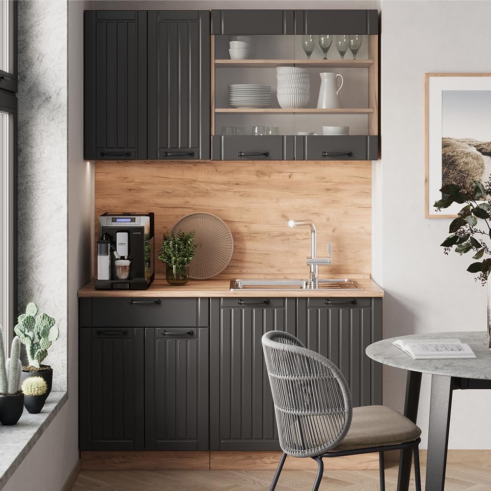 Vicco Cuisine Fame-Line, Gris foncé, 140cm, PT Anthracite