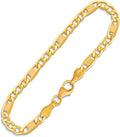 EDELIND Bracelet Chaîne Fantasie 5,2 mm en Or Blanc et Jaune Bicolore 333 585, avec Fermoir Mousqueton - Bijoux pour Homme Femme