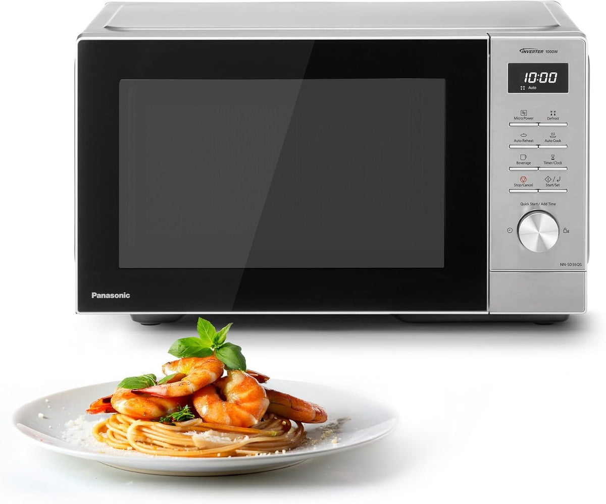 Panasonic NN-SD36QSEPG 29L Four à Micro-Ondes Solo en acier inoxydable, 1000W, Décongélation Automatique, 11 Programmes Automatiques, Molette