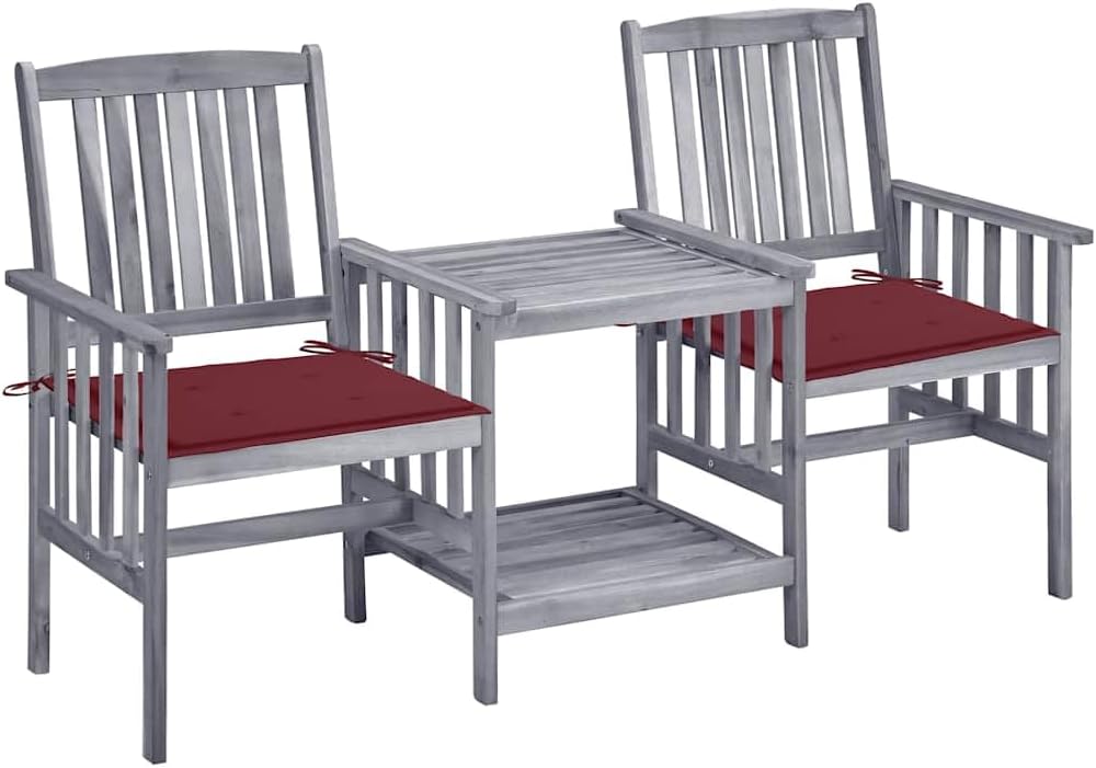 Générique Chaises de Jardin avec Table à thé et Coussins Acacia Solide,Salons de Jardin,3061311