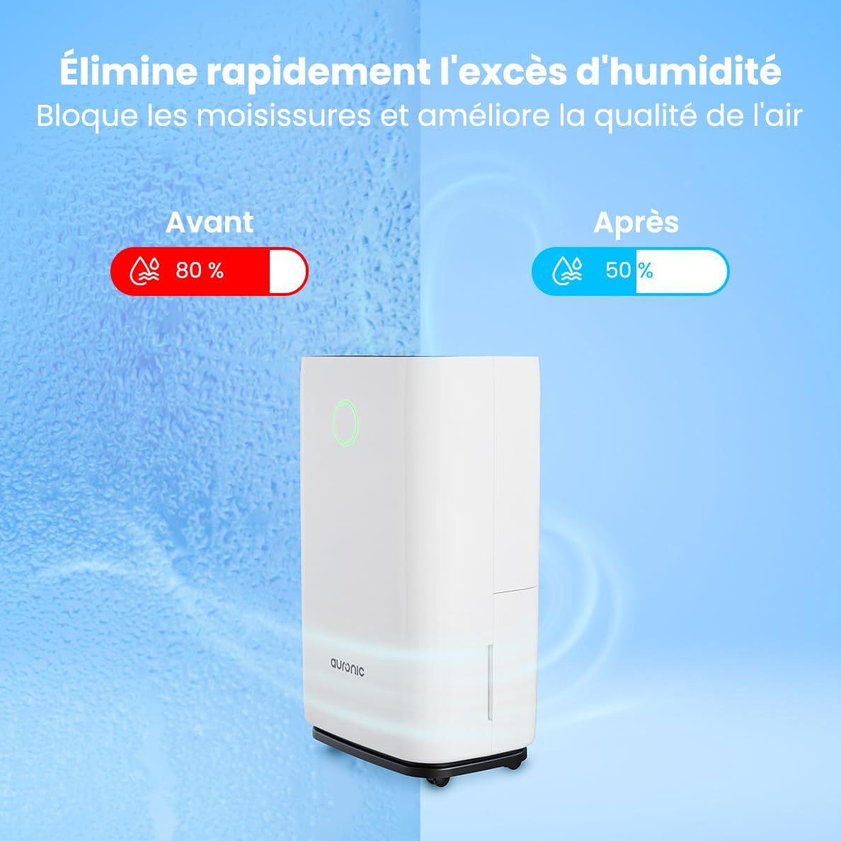 Auronic Deshumidificateur d Air Electrique - Déshumidificateurs - Desumificateur Electrique - Dehumidificateurs - Absorbeur D'humidité Electrique - Dehumidifier - Silencieux - 25L par Jour