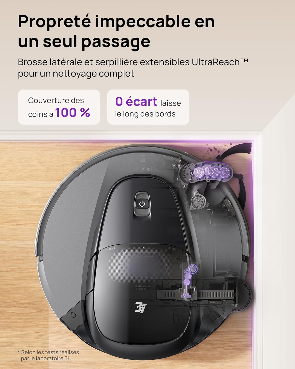 3i Robot aspirateur Laveur G10+, Compression silencieuse des débris, 60 Jours sans vidange, Serpillière et Brosse Extensibles, 18000 Pa, évitement d’Obstacles Digne d’Un Flagship