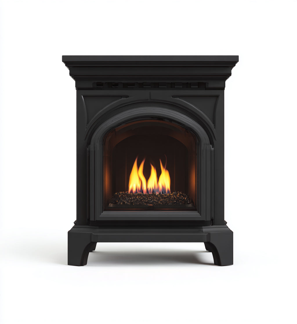 Cheminée à gaz - métal 75x40x90 cm - noir - style classique