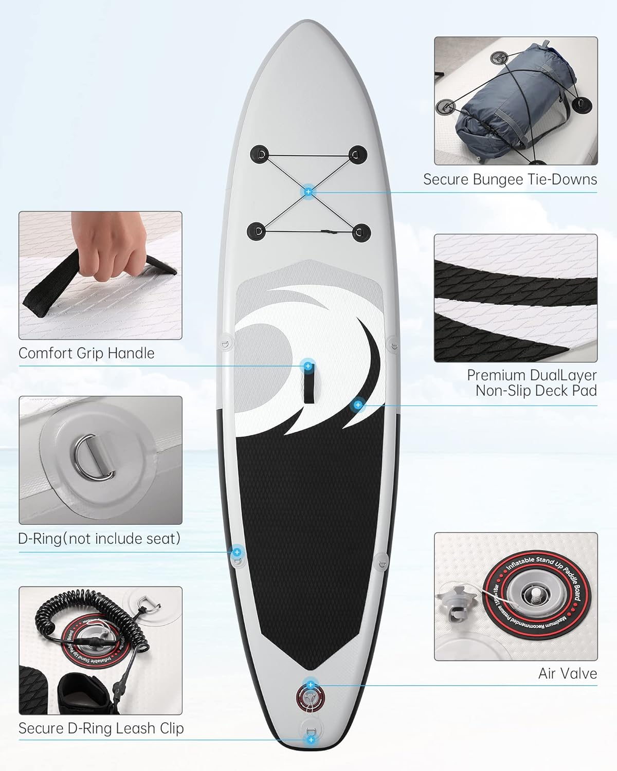 Planche à pagaie Stand Up Paddle Board Sup Planche de 15,2 cm d'épaisseur avec Accessoires ISUP et Sac de Transport et pompage Rapide pour Adultes et Jeunes pour Le Surf, la pêche, Le Yoga