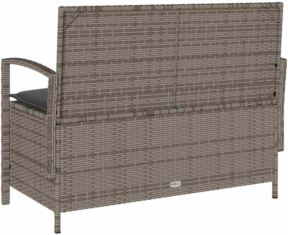 vidaXL Banc de Rangement de Jardin avec Coussin Gris résine tressée, Banc de Jardin, Banc de Jardin, Banc de Patio, Banc d'extérieur, Banc de Parc