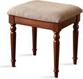 Tabouret de coiffeuse rétro élégant, confortable et rembourré avec pieds en bois massif, siège de coiffeuse élégant pour femme, capacité de 109 kg, finition noyer, design dos nu