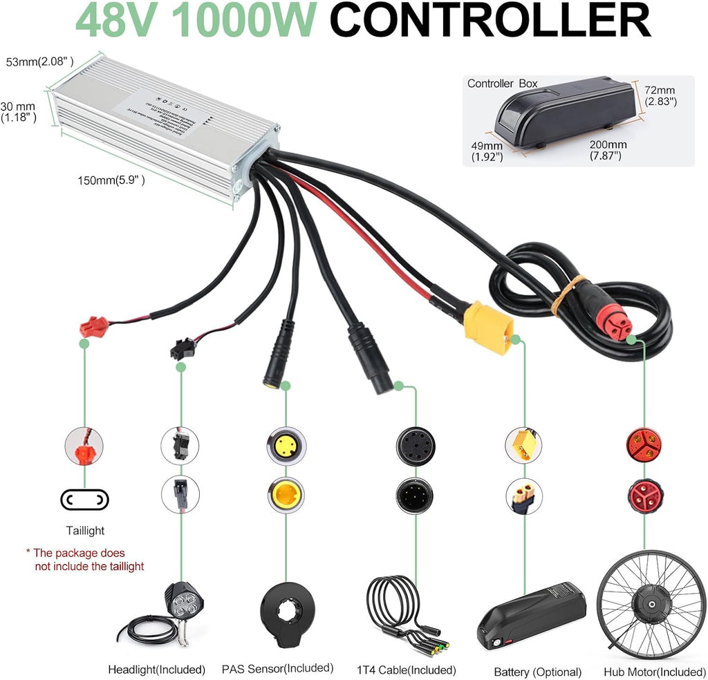 BAFANG 48V 1000W Kit De Conversion Vélo Électrique G062 20-26 Pouces Fat Tire 20x4.0 avec Affichage Optionnel Et 48V Batterie, Kit de Conversion E-Bike